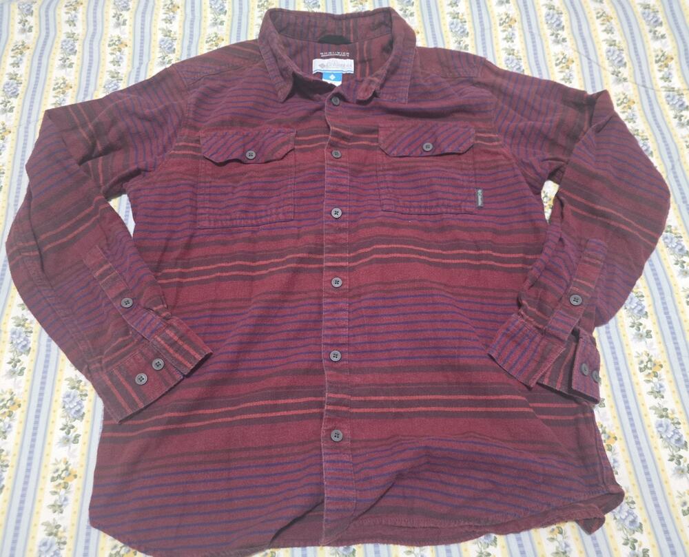 Columbia Mens Large Red Blue Omni-Wick Flannel Shirt